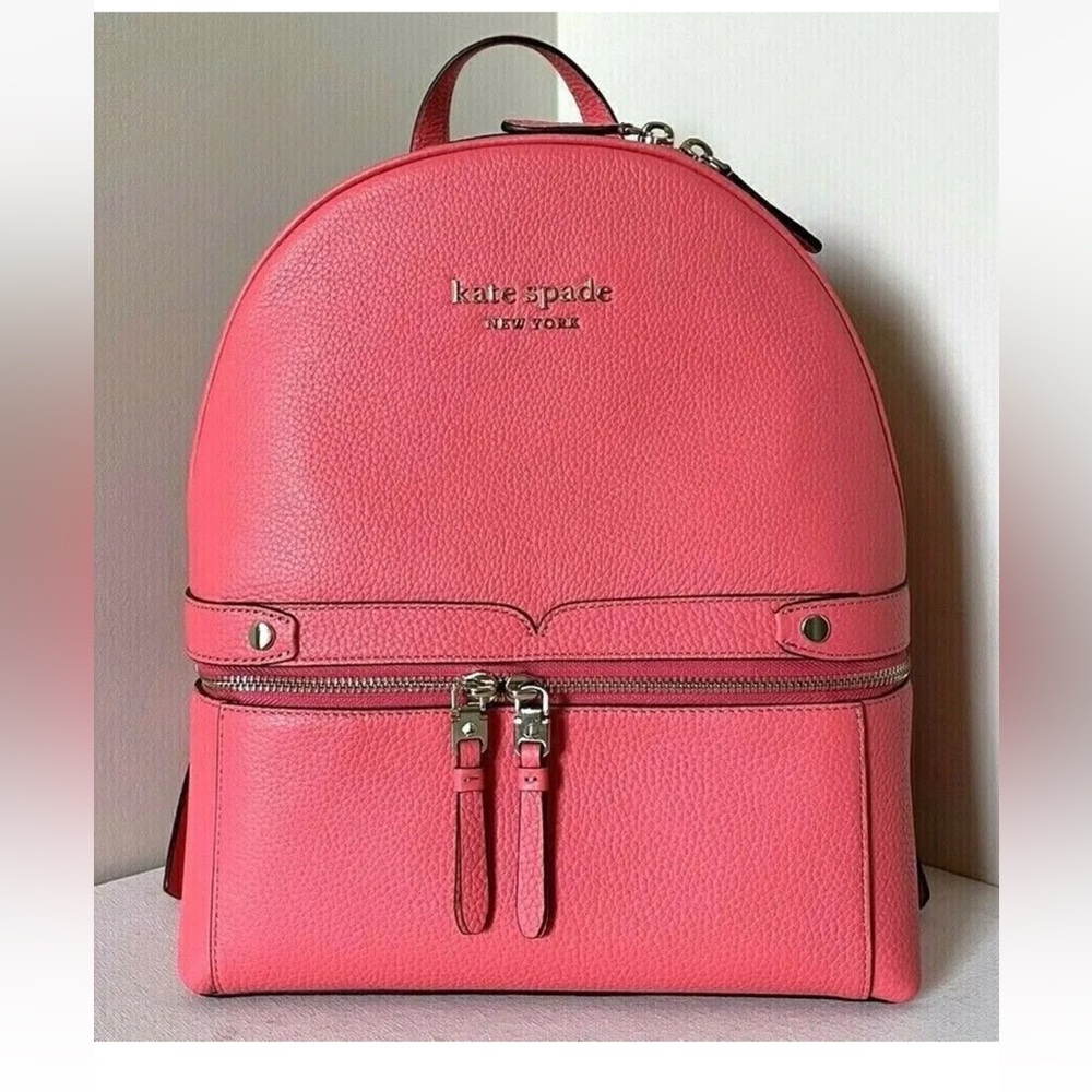 New Kate Spade Day Pack Medium Backpack Pebble Leather Peach Melba